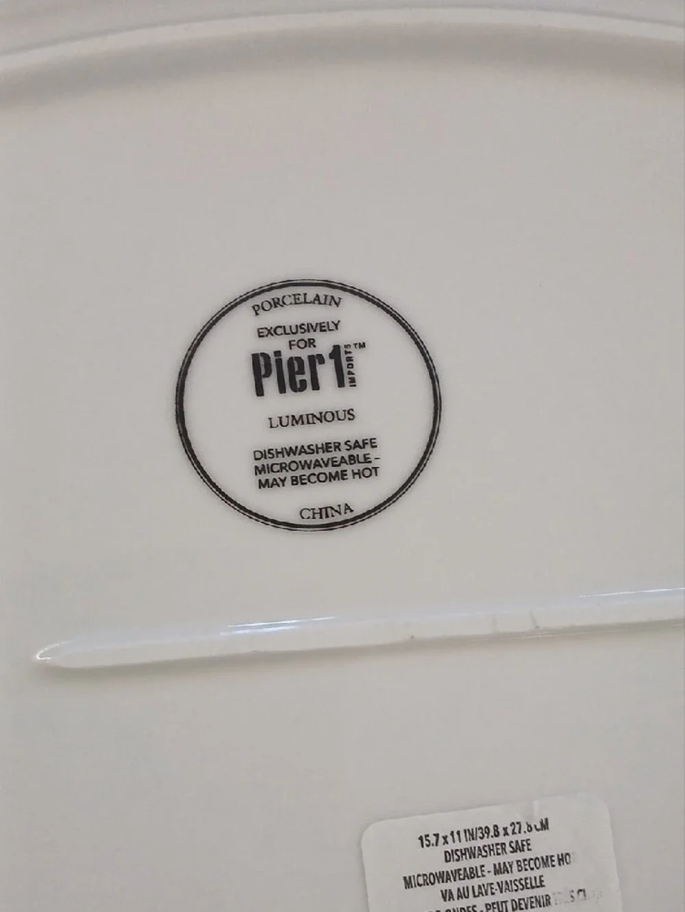 Pier 1 White Oval Ceramic Serving Platter